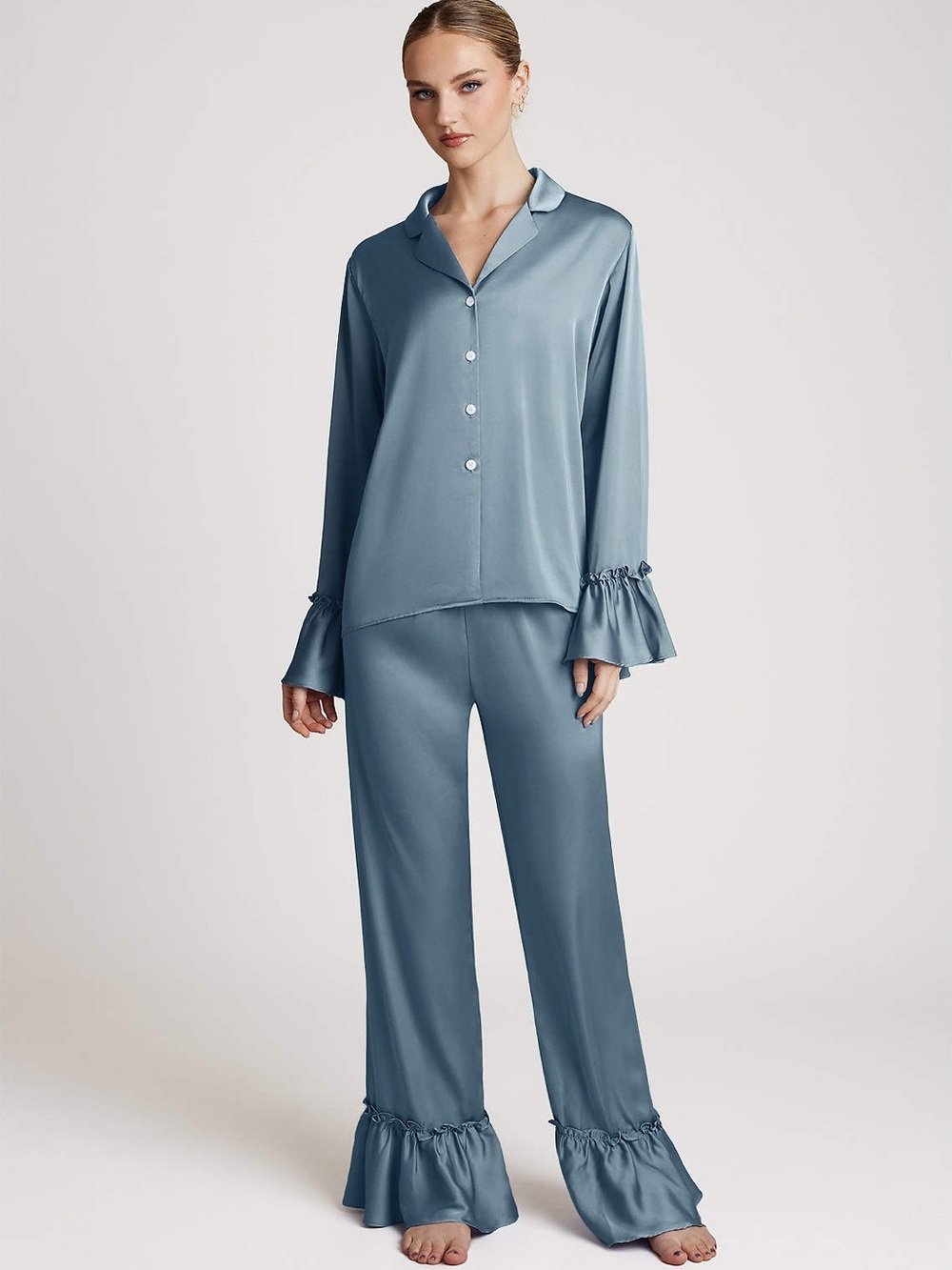 Azazie Satin Ruffle Pajama Set